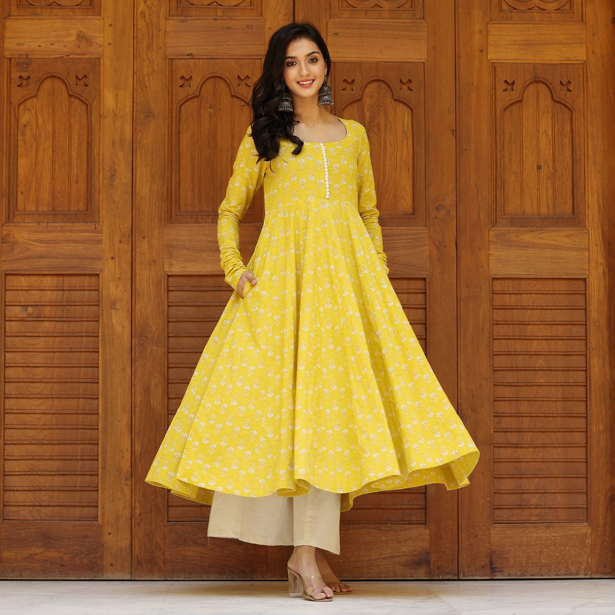 Farida Yellow Cotton Kurta
