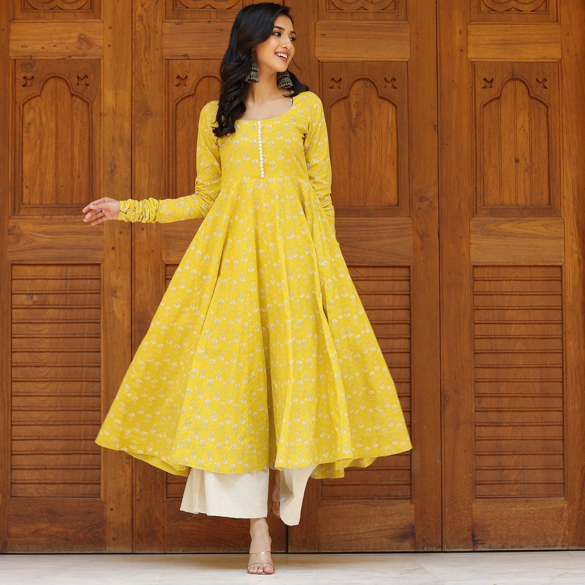 Farida Yellow Cotton Kurta - Image 2