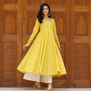 Farida Yellow Cotton Kurta - Image 3