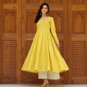 Farida Yellow Cotton Kurta - Image 4