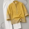 Mustard Embroidered Kurta & White Pants Festive Co-Ord Set