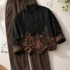 Black Printed Kurta with Brown Straight-Fit Pants Co-Ord Set for men
