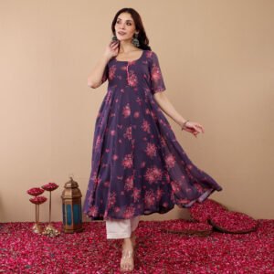 Alternative view of Avina Georgette Kalidaar Kurta