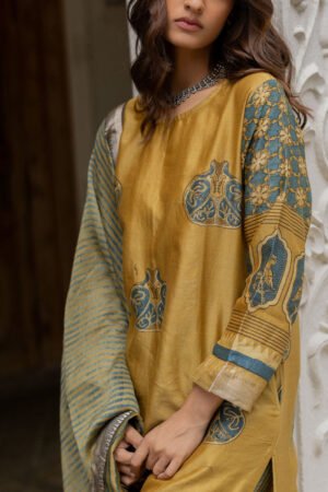 Chanderi Silk Kurta Set of 3 - Ruman Bagh 04 - Image 9
