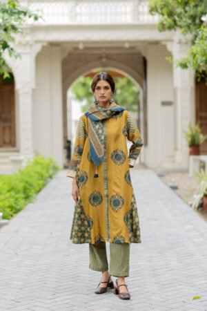 Alternative view of Chanderi Silk Kurta Set of 3 - Ruman Bagh 01