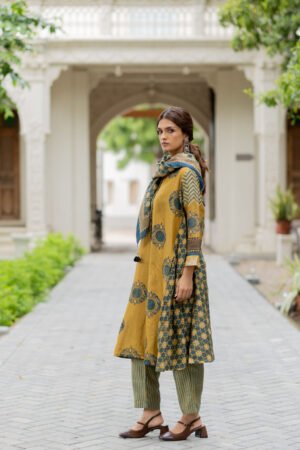 Chanderi Silk Kurta Set of 3 - Ruman Bagh 01 - Image 4