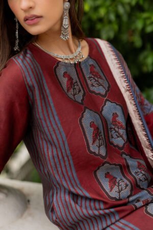 Alternative view of Chanderi Silk Kurta Set of 3 - Ruman Bagh 07