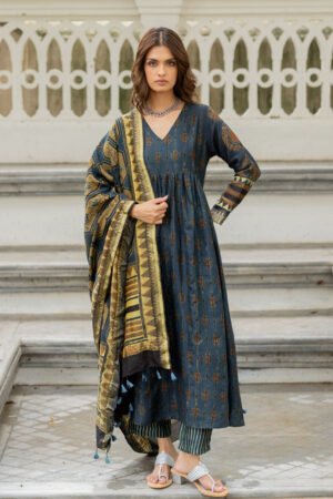 Chanderi Silk Kurta Set of 3 - Ruman Bagh 02