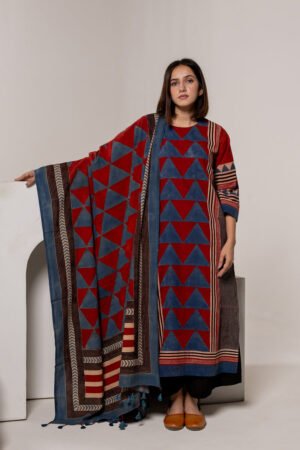 Set of 3 - Kurta, Dupatta & Culotte - Aabaan 04 - Image 6