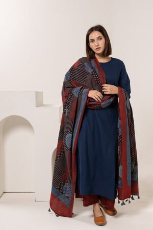 Set of 3 - Kurta, Dupatta & Culotte - Earthy Echoes 03 - Image 6