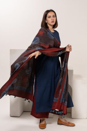 Set of 3 - Kurta, Dupatta & Culotte - Earthy Echoes 03 - Image 5