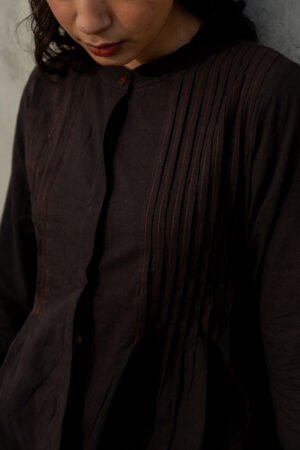 Pintuck Kurta - Black - Image 5