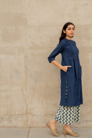 Pintuck Kurta - Indigo - Image 4