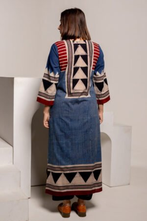 Classic Kurta - Pyramid Yoke Indigo Red - Image 5