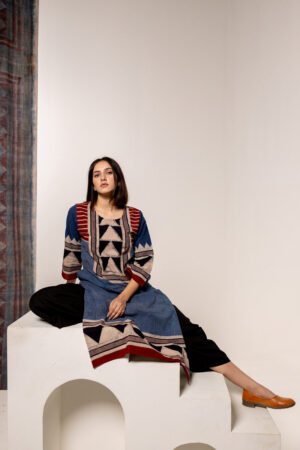 Classic Kurta - Pyramid Yoke Indigo Red - Image 7
