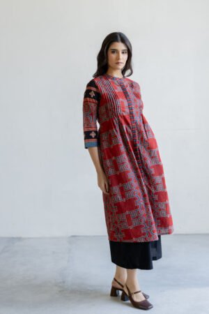 Pintuck Kurta - Avira Red - Image 7