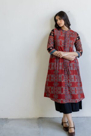 Pintuck Kurta - Avira Red - Image 3