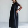 V Neck Flared Kurta - Black