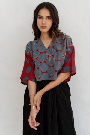 Basic Top - Taha Indigo & Red Polka - Image 4