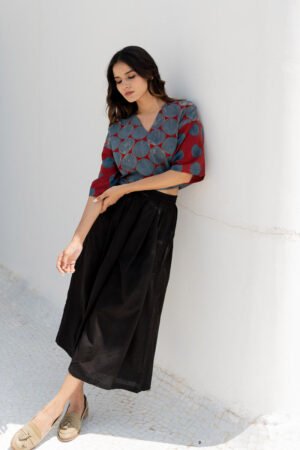 Alternative view of Basic Top - Taha Indigo & Red Polka