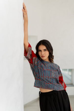 Basic Top - Taha Indigo & Red Stripes - Image 4
