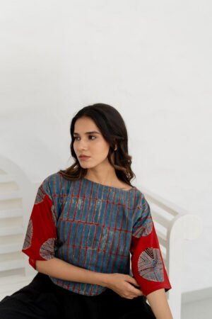 Basic Top - Taha Indigo & Red Stripes - Image 7