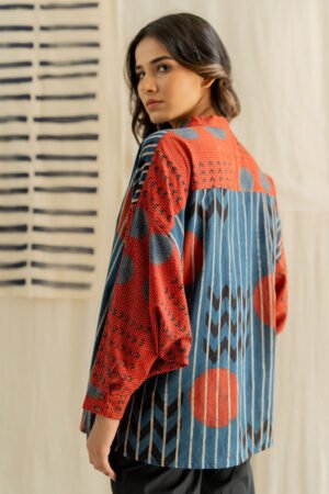 Freesize Anti-fit Top - Indigo Playful Geometry - Image 9