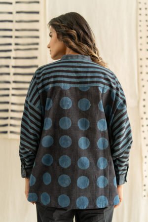 Freesize Anti-fit Top - Black & Indigo Stripes - Image 6
