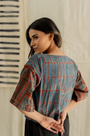 Basic Top - Indigo & Red Stripes - Image 4