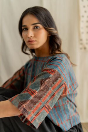 Basic Top - Indigo & Red Stripes - Image 6