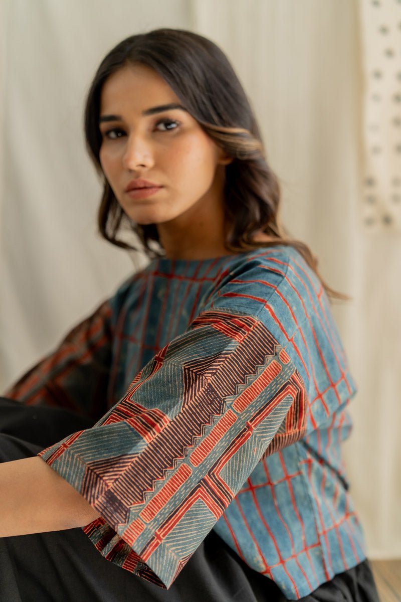 Basic Top - Indigo & Red Stripes - Image 6