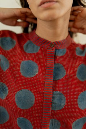 Freesize Anti-fit Top - Red & Indigo Dots & Polkas - Image 5