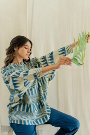 Freesize Anti-fit Top - Indigo Piano stripes - Image 5