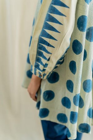 Bias Tunic - Indigo & White Polka - Image 8