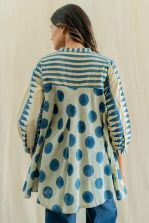 Bias Tunic - Indigo & White Polka - Image 6
