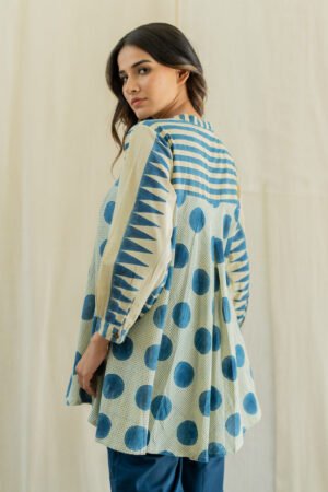 Bias Tunic - Indigo & White Polka - Image 5