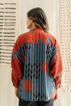 Freesize Anti-fit Top - Indigo Playful Geometry - Image 8