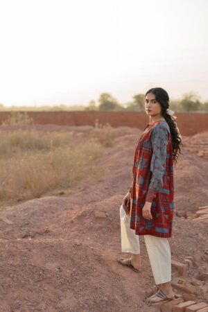 Short Navi Pintuck Kurta - Red - Image 7