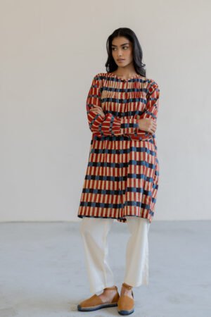 Navi Pintuck Tunic - Cut Stripes - Image 4