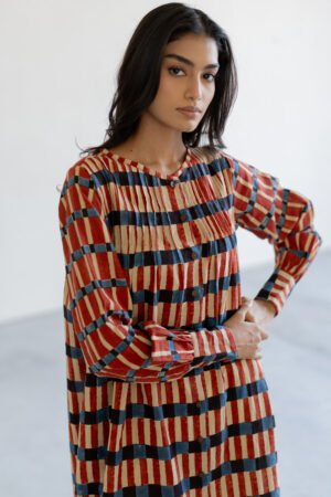 Navi Pintuck Tunic - Cut Stripes - Image 6