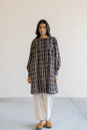 Navi Pintuck Tunic - Split Stripes - Image 2