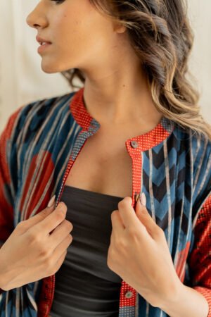 Pintuck Kurta - Playful Geometry Indigo - Image 9