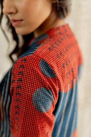 Pintuck Kurta - Playful Geometry Indigo - Image 10