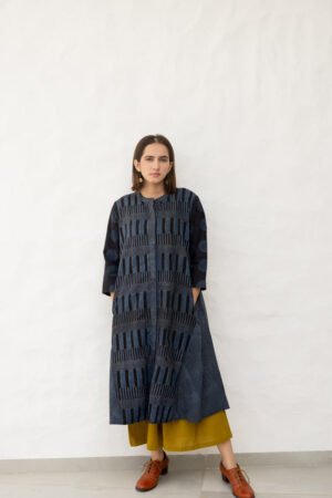 A-Line Kurta - Black & Indigo - Image 27