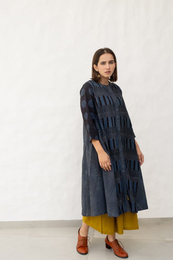 A-Line Kurta - Black & Indigo