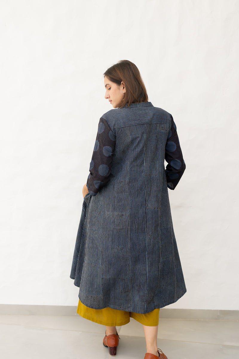 A-Line Kurta - Black & Indigo - Image 32