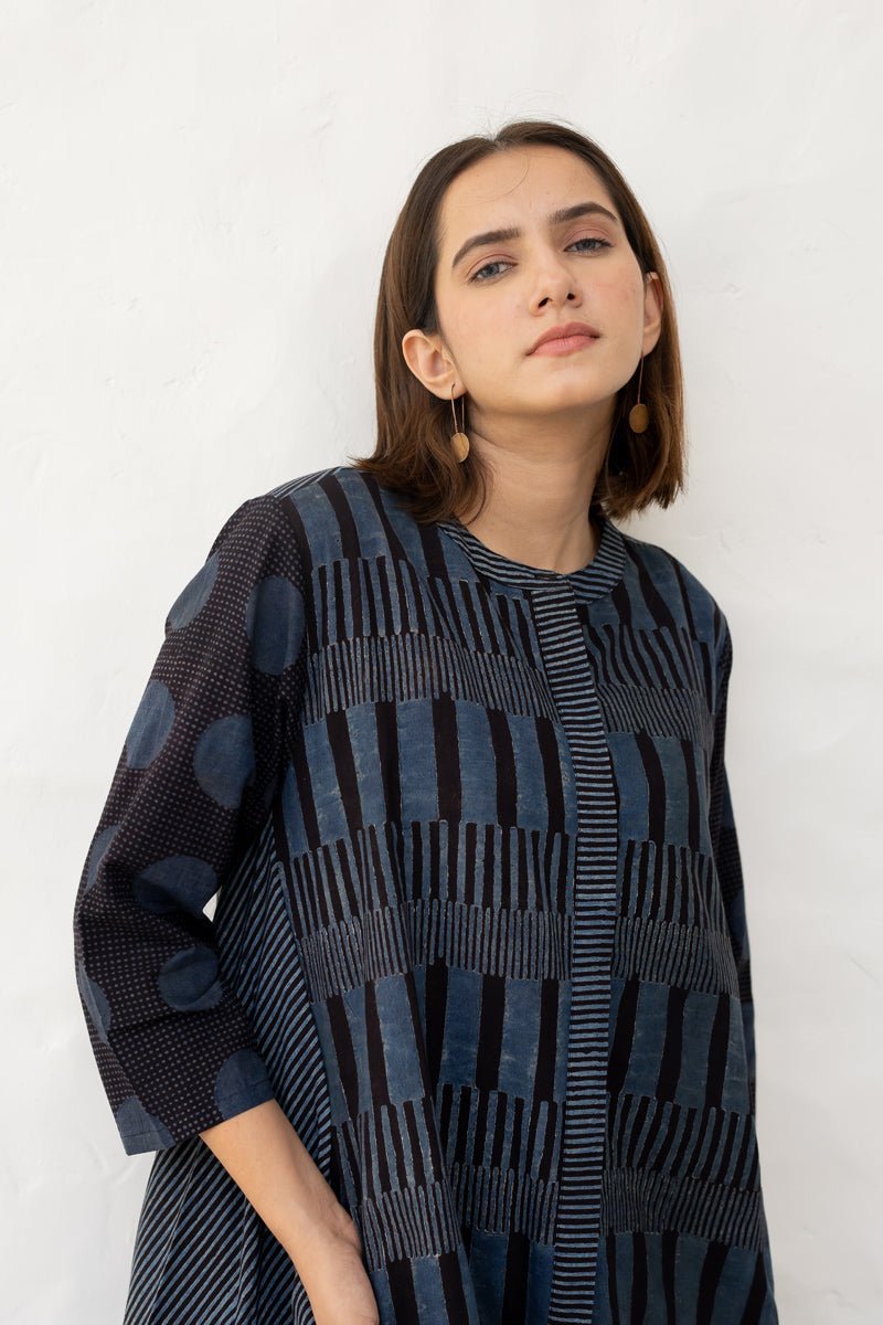 A-Line Kurta - Black & Indigo - Image 3