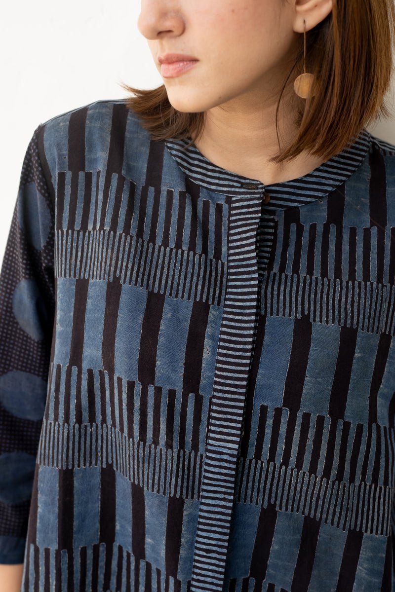 A-Line Kurta - Black & Indigo - Image 25
