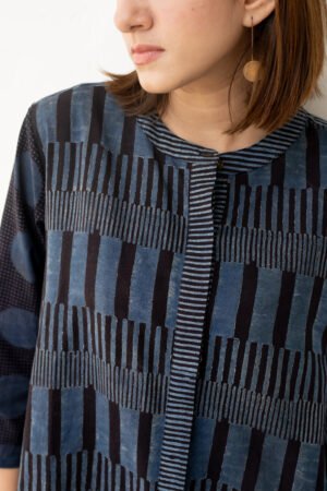 A-Line Kurta - Black & Indigo - Image 22