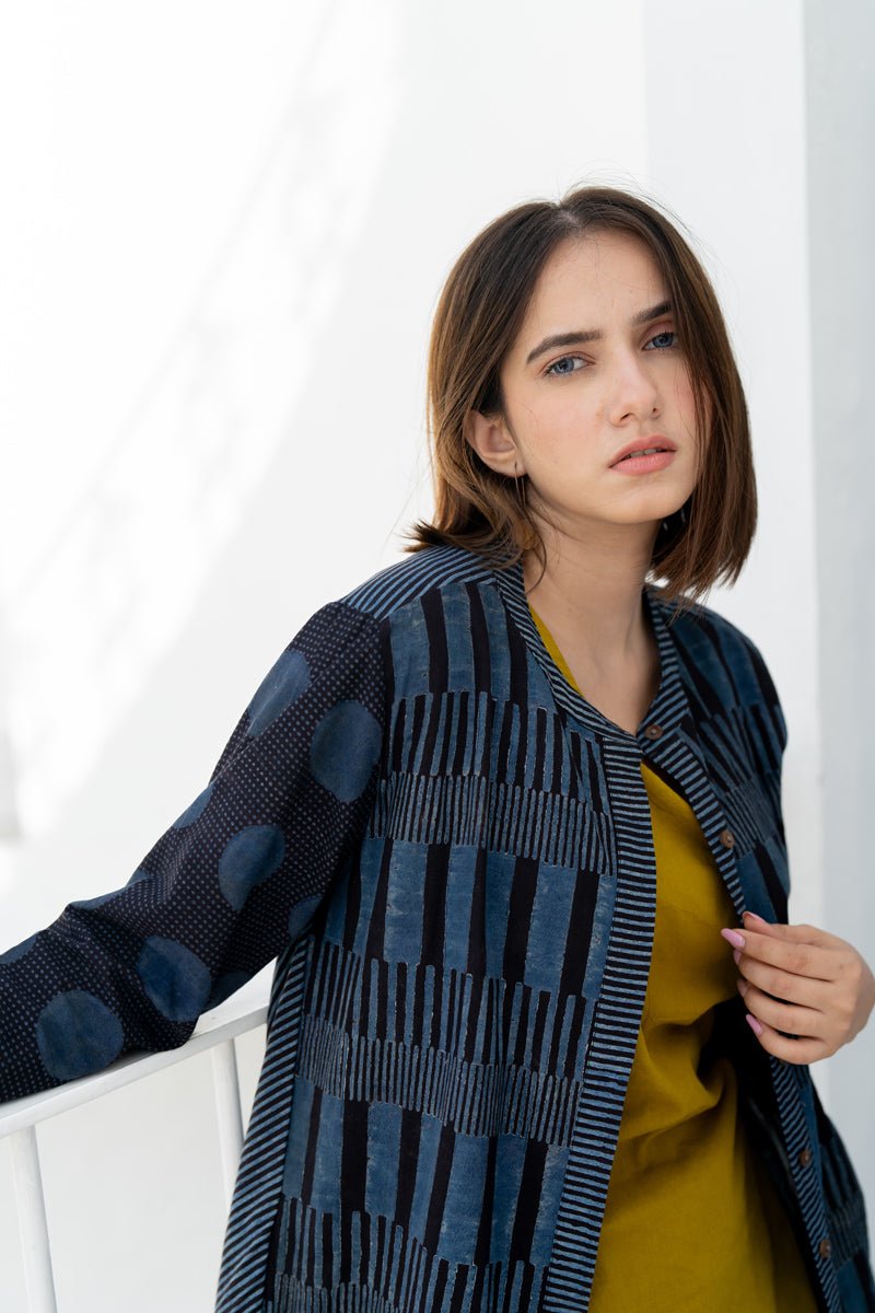 A-Line Kurta - Black & Indigo - Image 18